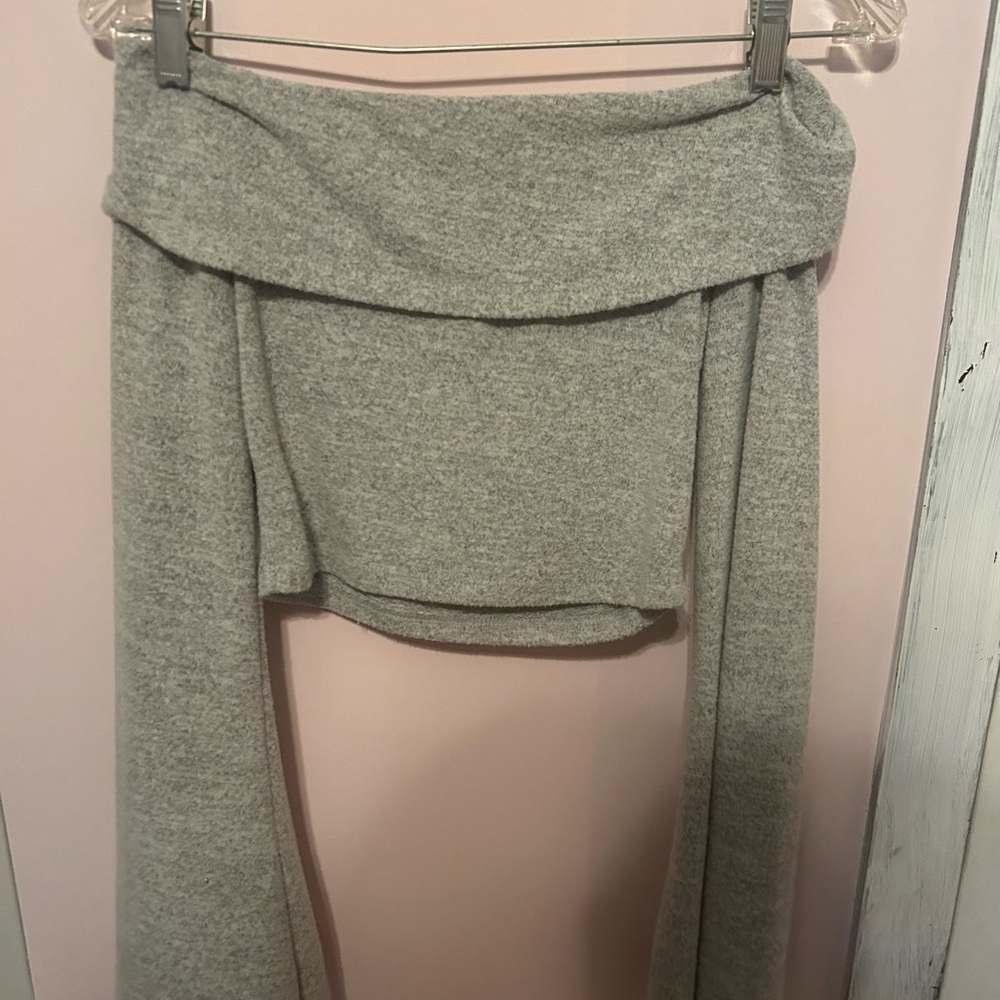 Cozy Gray Knit Wrap Scarf